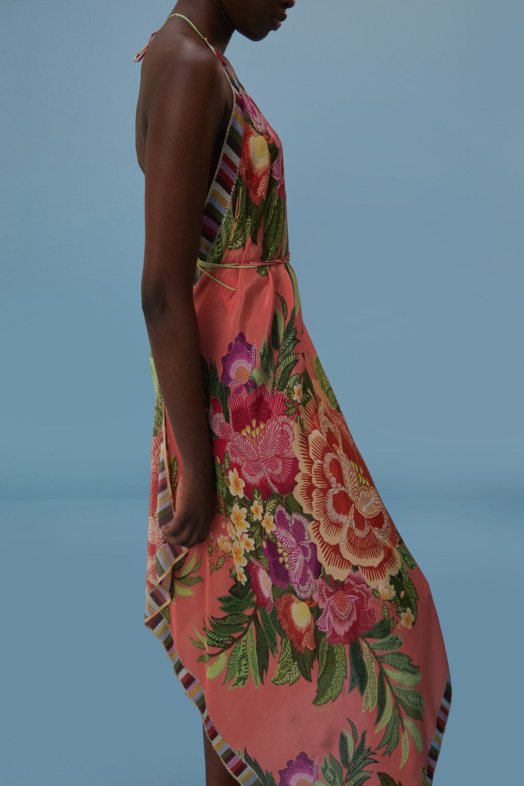 flower scarves maxi dress Floral Scarves Black High Neck Maxi Dress