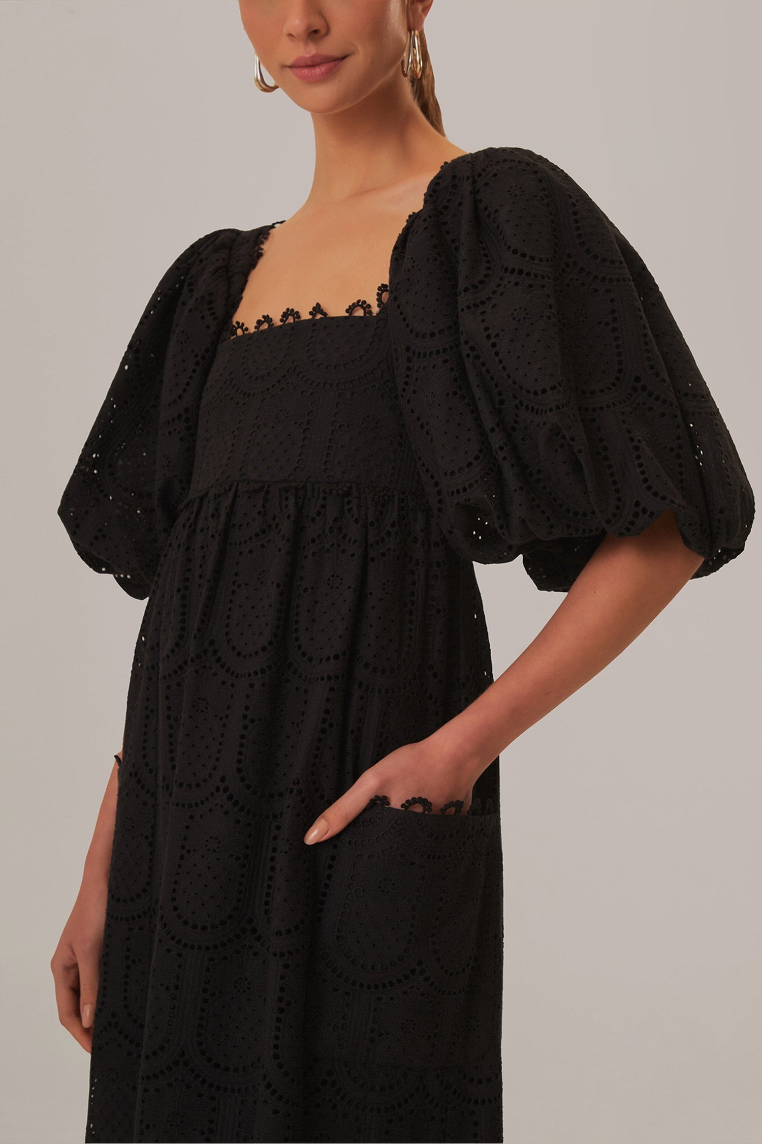 farm rio black pineapple cotton eyelet maxi dress Black Pineapple Eyelet Maxi Dress FARM Rio