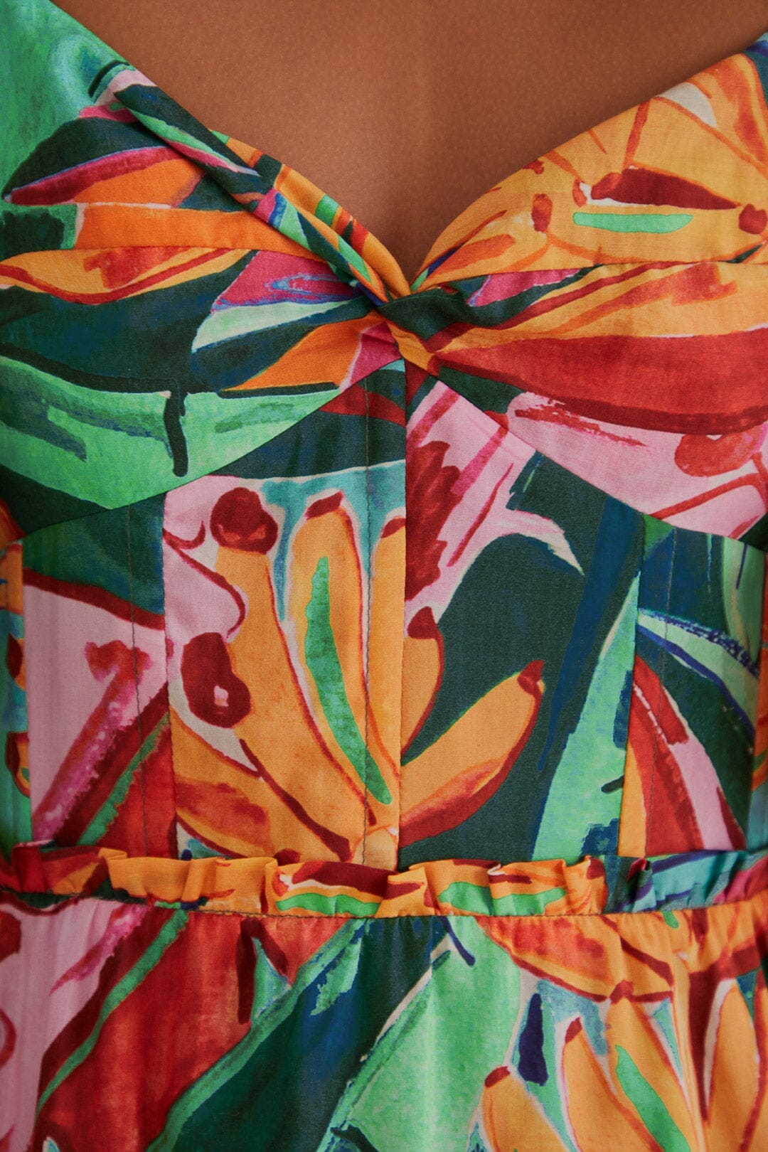 Multicolor Banana Foliage Puff Sleeve Midi Dress FARM Rio Multicolor Banana Foliage Puff Sleeve Midi Dress FARM Rio