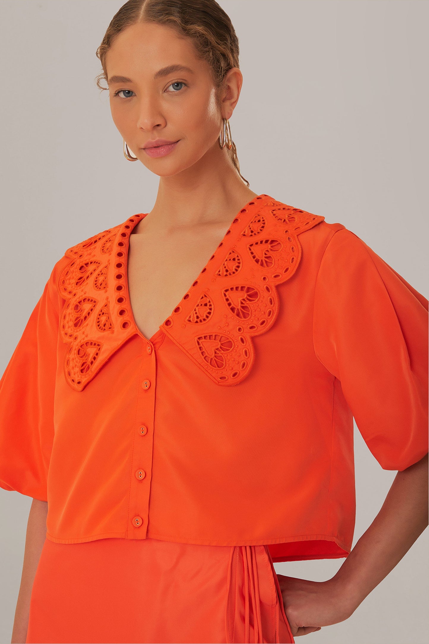 Chemise col Richelieu orange