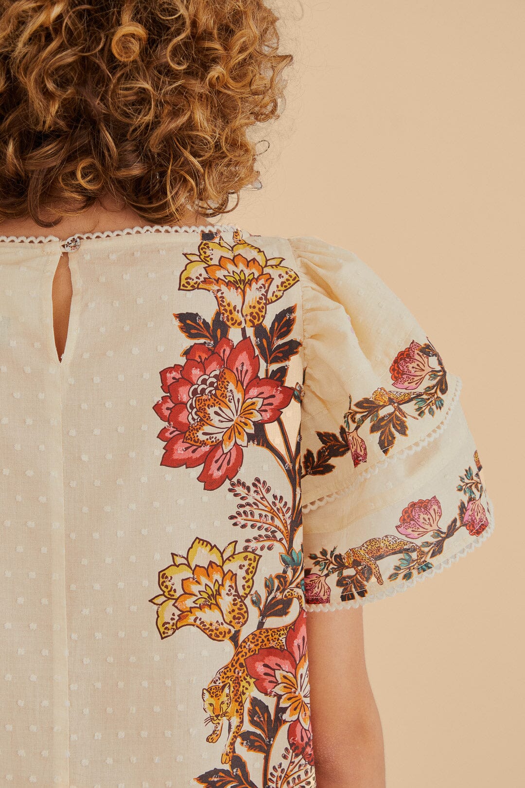 Blouse Fleurs Léopard Sable