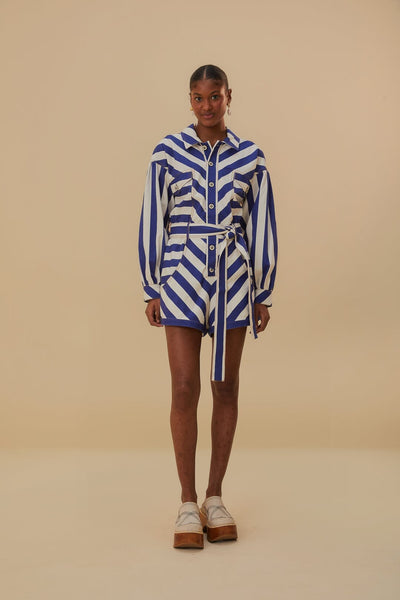 Ameri / STRIPE SHIRT ROMPERS Blue And White Stripes Romper – FARM Rio