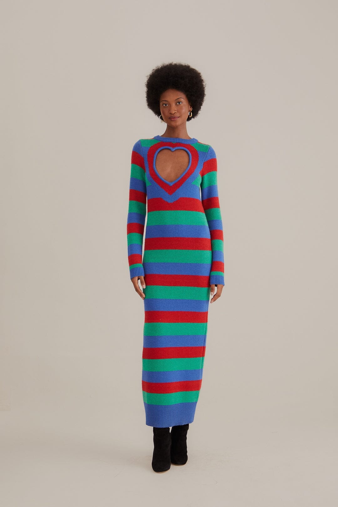 Striped Heart Knit Dress FARM Rio Striped Heart Knit Dress FARM Rio