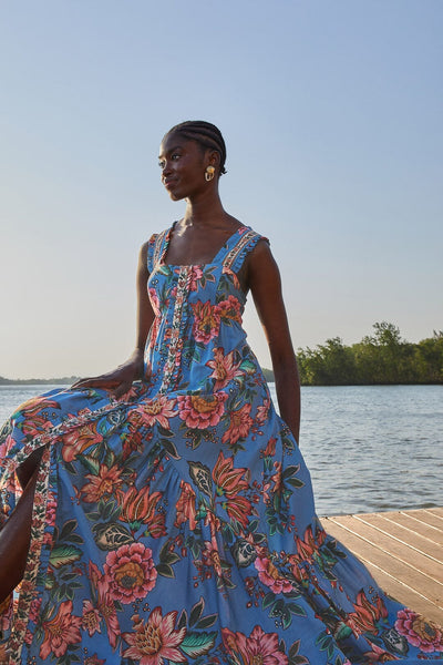 Blue Wonderful Bouquet Sleeveless Maxi Dress – FARM Rio