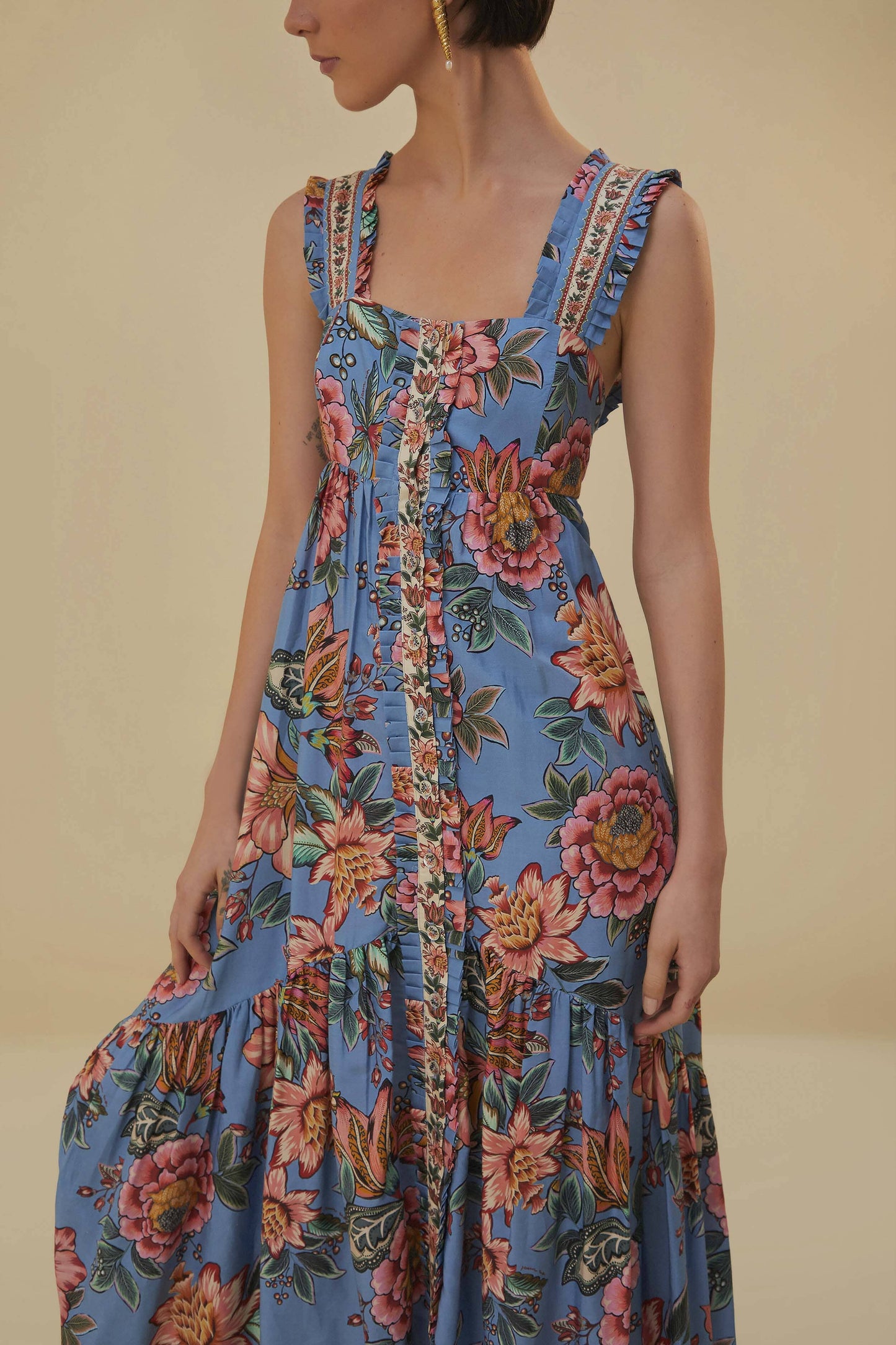 farm rio blue wonderful bouquet mini dress Blue Wonderful Bouquet Mini Dress FARM Rio