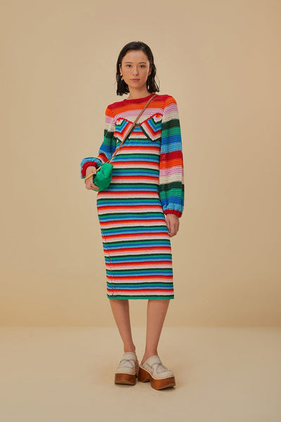 farm rio multi stripes crochet dress Colorful Midi – accented by embroidered palm Colour:Cabernet Crochet cover Edinburgh Casual Wedding Dress Ideas:
