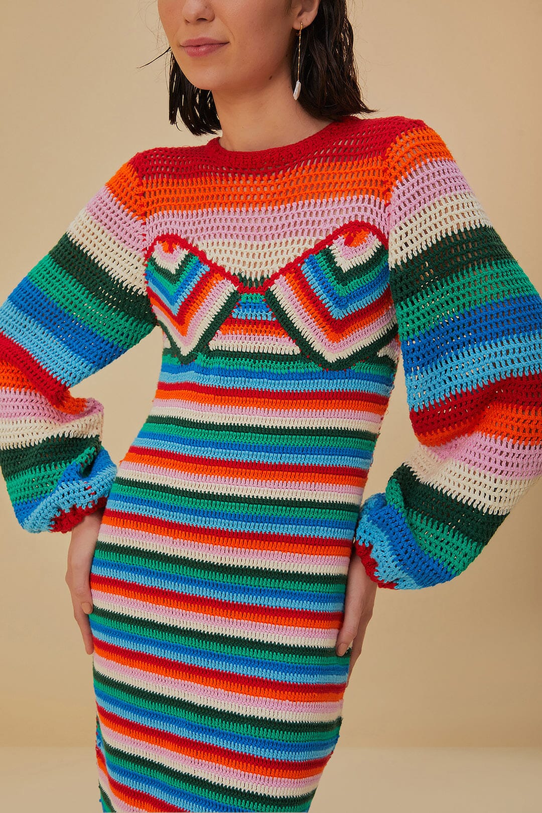 Colorful Stripes Crochet Midi Dress