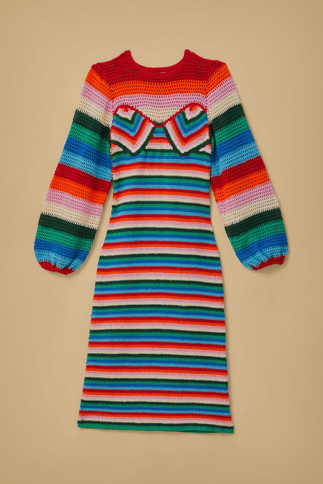 Colorful Stripes Crochet Midi Dress