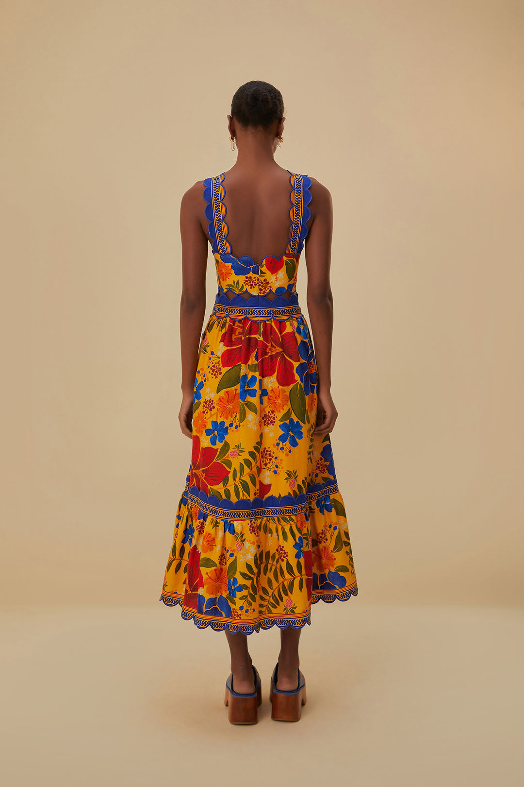 Yellow Floral Yard Lenzing™ Ecovero™ Euroflax™ Midi Dress