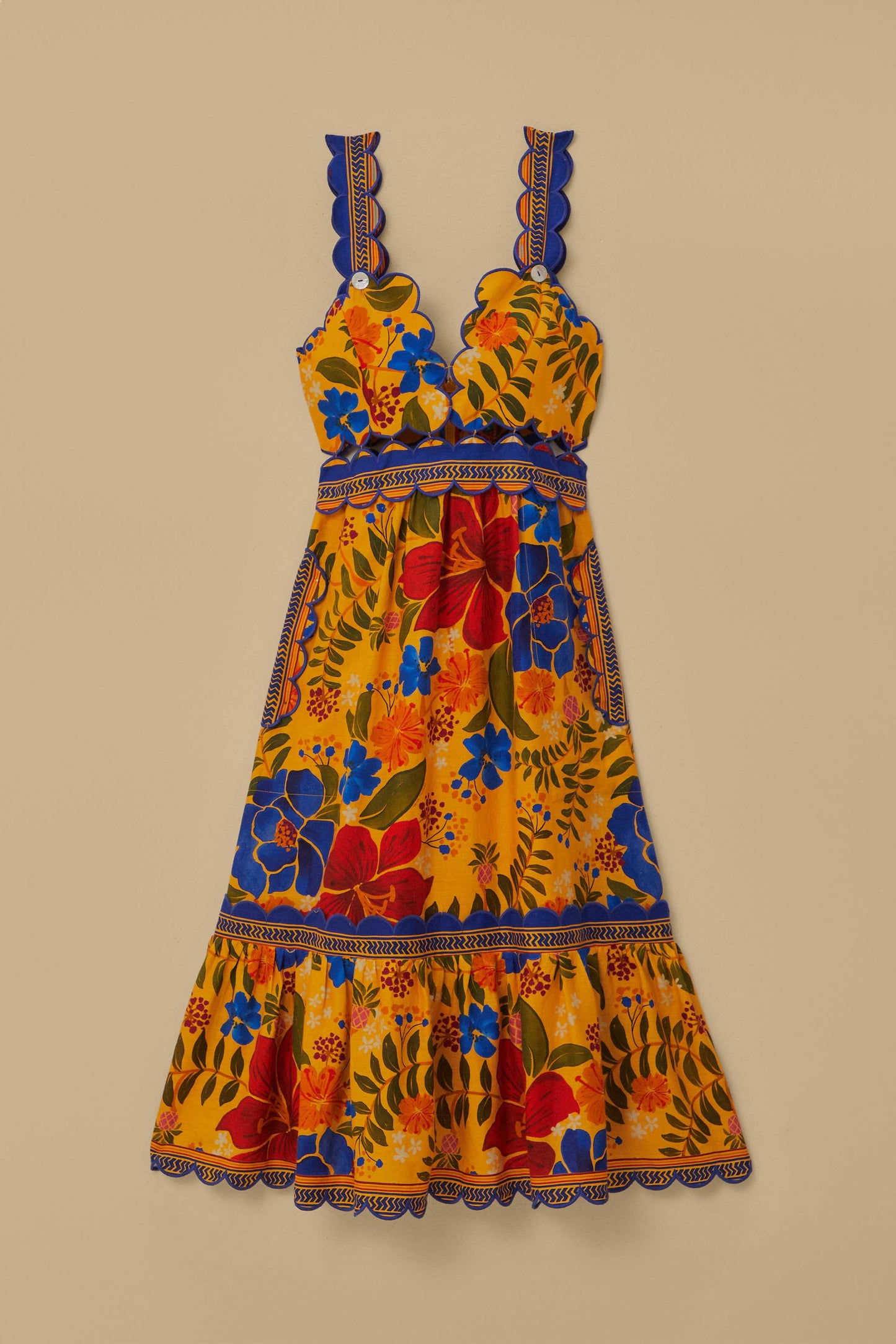 Yellow Floral Yard Lenzing™ Ecovero™ Euroflax™ Midi Dress