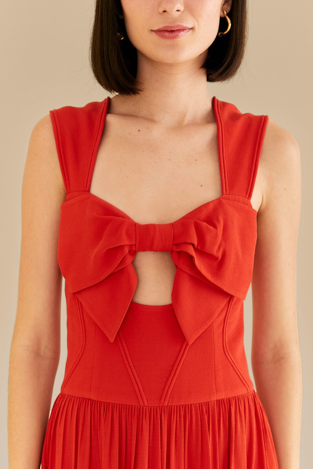 farm rio red sleeveless midi dress Red Sleeveless Midi Dress